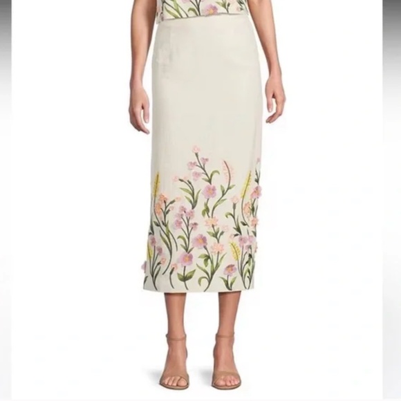 ANTONIO MELANI Dresses & Skirts - Antonio Melani sz 0 Riviera linen embroidered floral skirt nwt